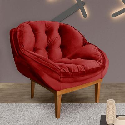 Poltrona Decorativa Marcela Veludo Vermelho