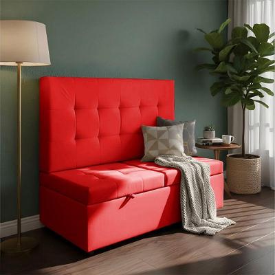 Canto Alemão Recamier Bau + Painel Madri 140cm Suede Vermelho - Inova Decor