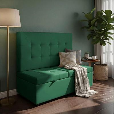 Canto Alemão Recamier Bau + Painel Madri 120cm Veludo Verde - Inova Decor