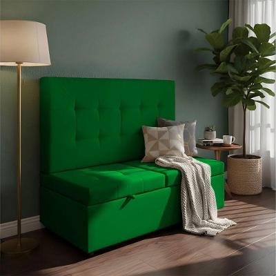 Canto Alemão Recamier Bau + Painel Madri 120cm Suede Verde - Inova Decor
