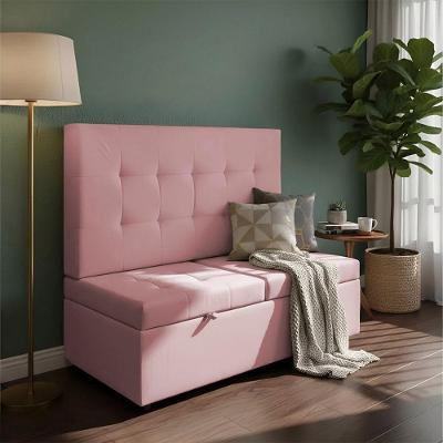 Canto Alemão Recamier Bau + Painel Madri 120cm Suede Rose - Inova Decor