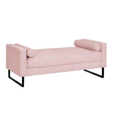Recamier Berlim Base Metal 1,20m Suede Rosa Bebe - Inova Decorações 