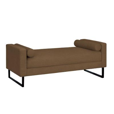 Recamier Berlim Base Metal 1,20m Suede Marrom - Inova Decorações 