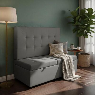 Canto Alemão Recamier Bau + Painel Madri 160cm Suede Cinza - Inova Decor