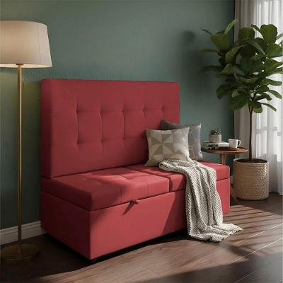 Canto Alemão Recamier Bau + Painel Madri 160cm Suede Bordo - Inova Decor