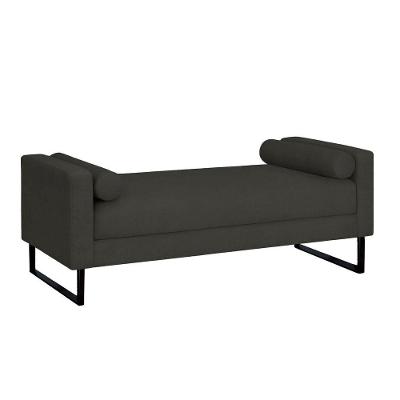 Recamier Berlim Base Metal 1,20m Corino Preto- Inova Decorações 