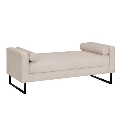 Recamier Berlim Base Metal 1,20m Corino Bege - Inova Decorações 