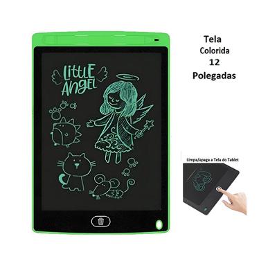 Lousa Mágica Tablet Lcd Verde De 12" Lousa Mágica Com Botão De Apagar Desenhar E Anotar