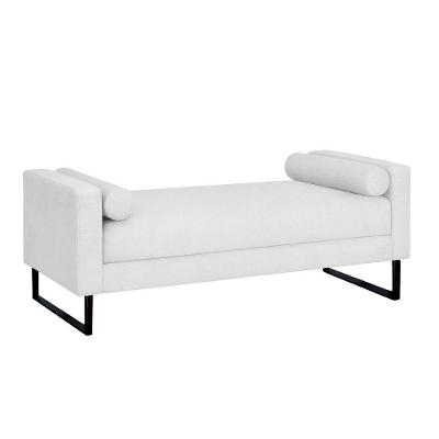 Recamier Berlim Base Metal 1,20m Corino Branco - Inova Decorações 