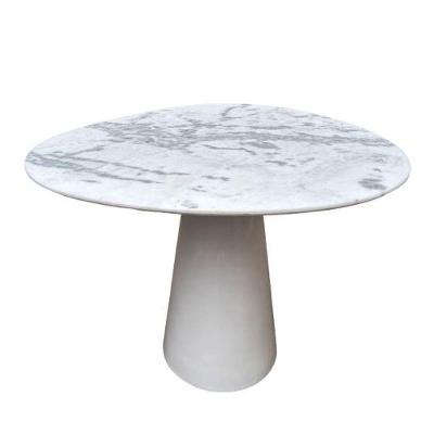 Mesa De Jantar Cone Redonda Orgânica Sol 120x110cm Marmore Branco Extra