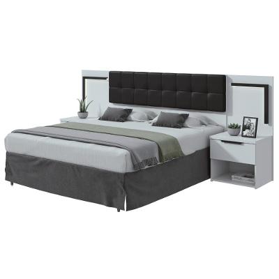 Cabeceira Box Lopas 1,60 Calitan 2023 Tecido Korino Preto C/led Branco/preto Fosco
