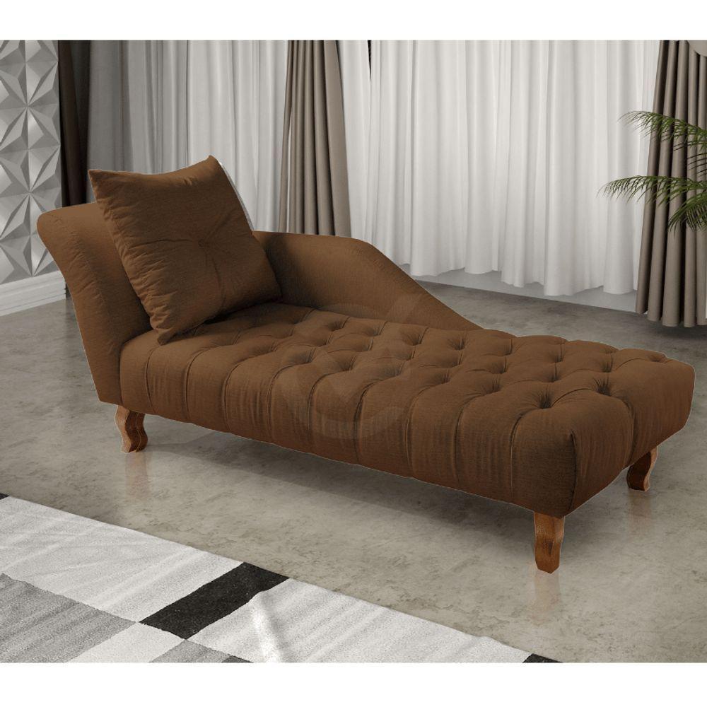 Divã Chesterfield Anna Recamier 160Cm Via Encanto Veludo Marrom Lado Esquerdo - 3