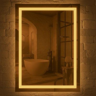 Espelho Retangular 70x50 Led Jateado Premium Banheiro Lavabo Bivolt Quente-vertical
