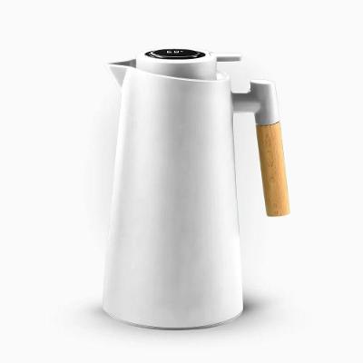 Garrafa Térmica Digital 1 Litro – Cabo Madeira, Display De Temperatura E Conservação Quente/frio - Branco