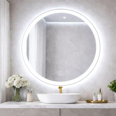 Espelho Redondo 90cm Led Jateado Touch Screen Banheiro Quarto Luxo