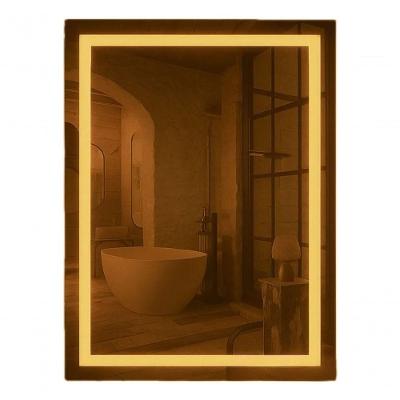 Espelho Retangular 40x60 Led Jateado Frontal Banheiro Touch Bivolt Quente-vertical