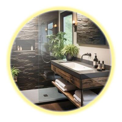 Espelho Redondo 58cm Led A Bateria Sem Fio Decorativo Sala Quente