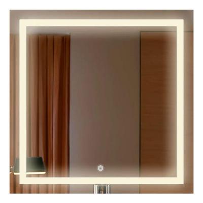 Espelho Quadrado Camarim Profissional 90cm Led Jateado Touch Screen Neutro