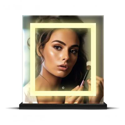 Espelho De Bancada Portátil Led Touch Maquiagem 30x40 Base Preto-neutro