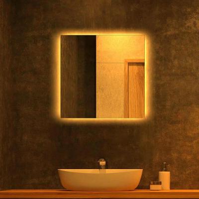 Espelho Quadrado 50x50 Led Indireto Backlight Parede Flutuante Touch Quente