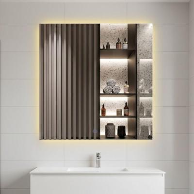 Espelho Quadrado 120x120 Led Indireto Touch Luxo Sala Jantar Neutro