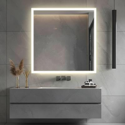 Espelho Quadrado 90x90 Led Jateado Frontal Premium Touch Luxo Neutro