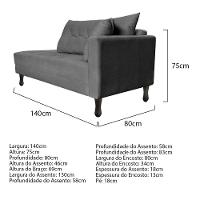 Kit Diva Recamier Azura 140cm Lado Esquerdo e 02 Poltronas Classic Suede Cinza