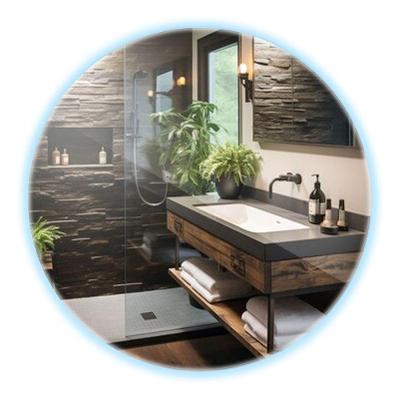 Espelho Redondo 58cm Led A Bateria Sem Fio Decorativo Sala Frio