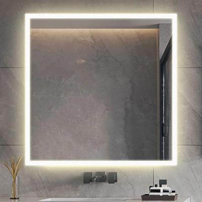 Espelho Quadrado 100x100 Led Jateado Frontal Touch Maquiagem Grande Quente