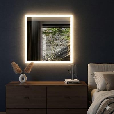 Espelho Retangular Borda Infinit Maquiagem 50x50 Led Jateado Camarim Quente
