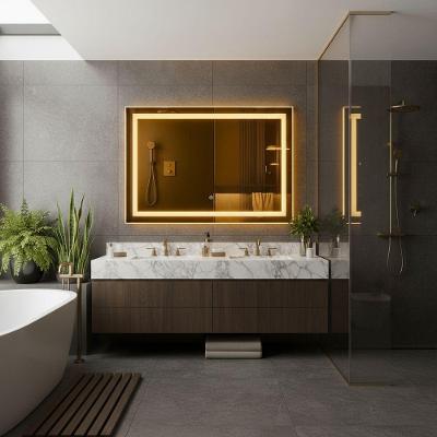 Espelho Retangular 110x70 Led Jateado Premium Touch Banheiro Grande Quente-horizontal