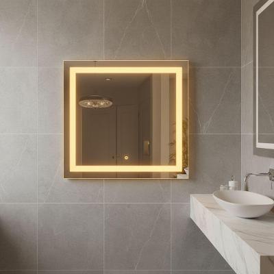 Espelho Quadrado 70x70 Led Jateado Frontal Touch Premium Bivolt Quente