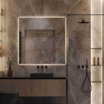 Espelho Quadrado 100x100 Led Indireto Touch Luxo Sala Banheiro Neutro