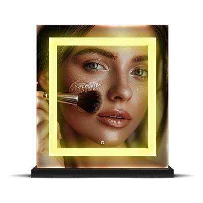 Espelho De Bancada Portátil Led Touch Maquiagem 30x40 Base Branco-quente
