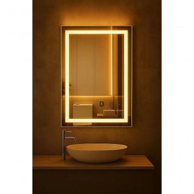 Espelho Jateado Led Frontal Touch Horizontal Estação De Luz 80x62 Quente