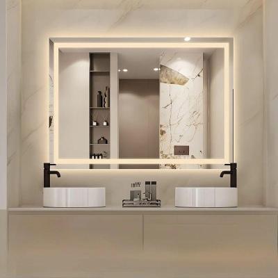 Espelho Horizontal 90x70 Led Jateado Bancada Barbearia Make Neutro