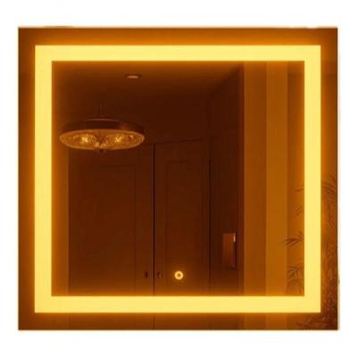 Espelho Com Led 80x80 Quadrado Jateado Frontal Para Banheiro Touch Quente