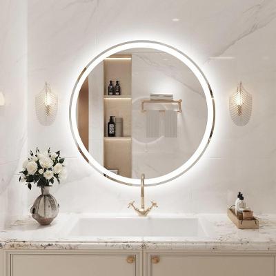 Kit 2 Espelhos Redondo 80cm Led Jateado Frontal Cuba Dupla Frio