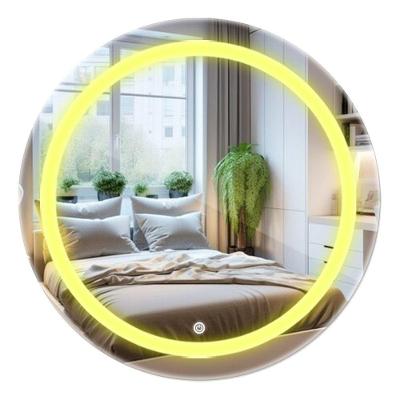 Kit 3 Espelhos Redondos 70cm Led Jateado Frontal Touch Quente Frio Quente