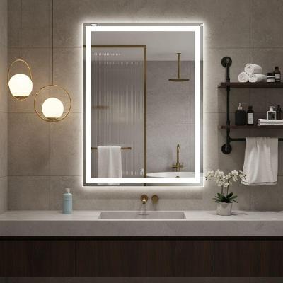 Espelho Vertical 100x60 Banheiro Led Jateado Borda Infinita Touch Frio-vertical