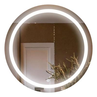 Kit 2 Espelhos Redondo 90cm Led Jateado Premium Suíte Master Frio