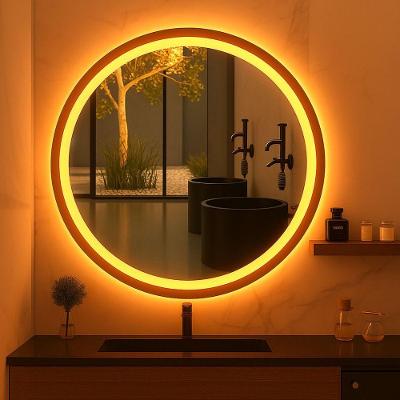 Espelho Redondo Gigante 120cm Led Jateado Frontal Touch Luxo Quente