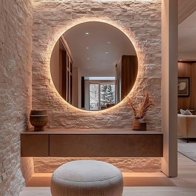 Espelho Redondo 100cm Grande Led Indireto Lapidado Sala Banheiro Quente