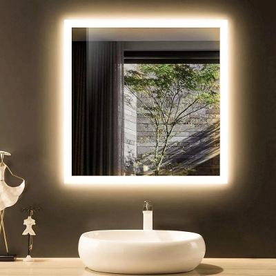 Espelho Quadrado 90x90 Led Jateado Frontal Premium Touch Luxo Frio