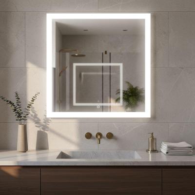 Espelho Quadrado 70x70 Led Jateado Frontal Touch Premium Bivolt Frio