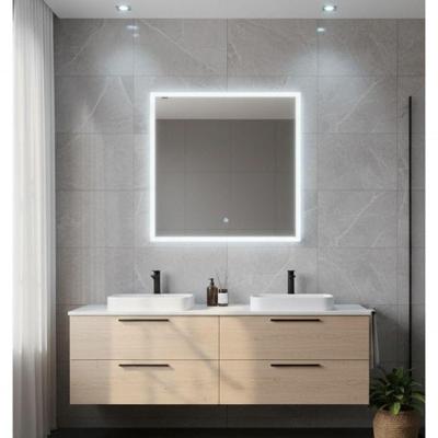 Espelho Quadrado 60x60 Led Jateado Frontal Touch Premium Luxo Frio
