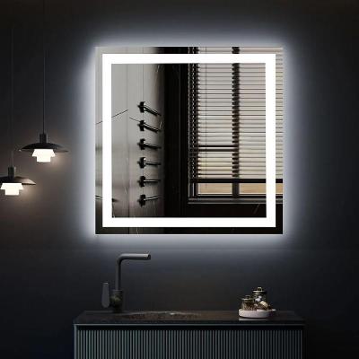 Espelho Quadrado 60x60 Led Jateado Touch Premium Banheiro Lavabo Frio