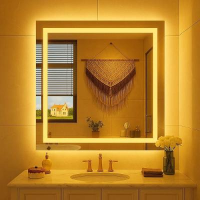 Espelho Quadrado 60x60 Led Jateado Touch Premium Banheiro Lavabo Quente