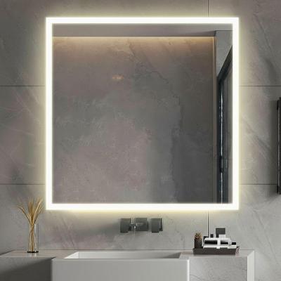 Espelho Retangular Borda Infinit Maquiagem 50x50 Led Jateado Camarim Neutro