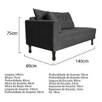 Kit Diva Recamier Azura 140cm Lado Direito e 02 Poltronas Classic Linho Cinza escuro